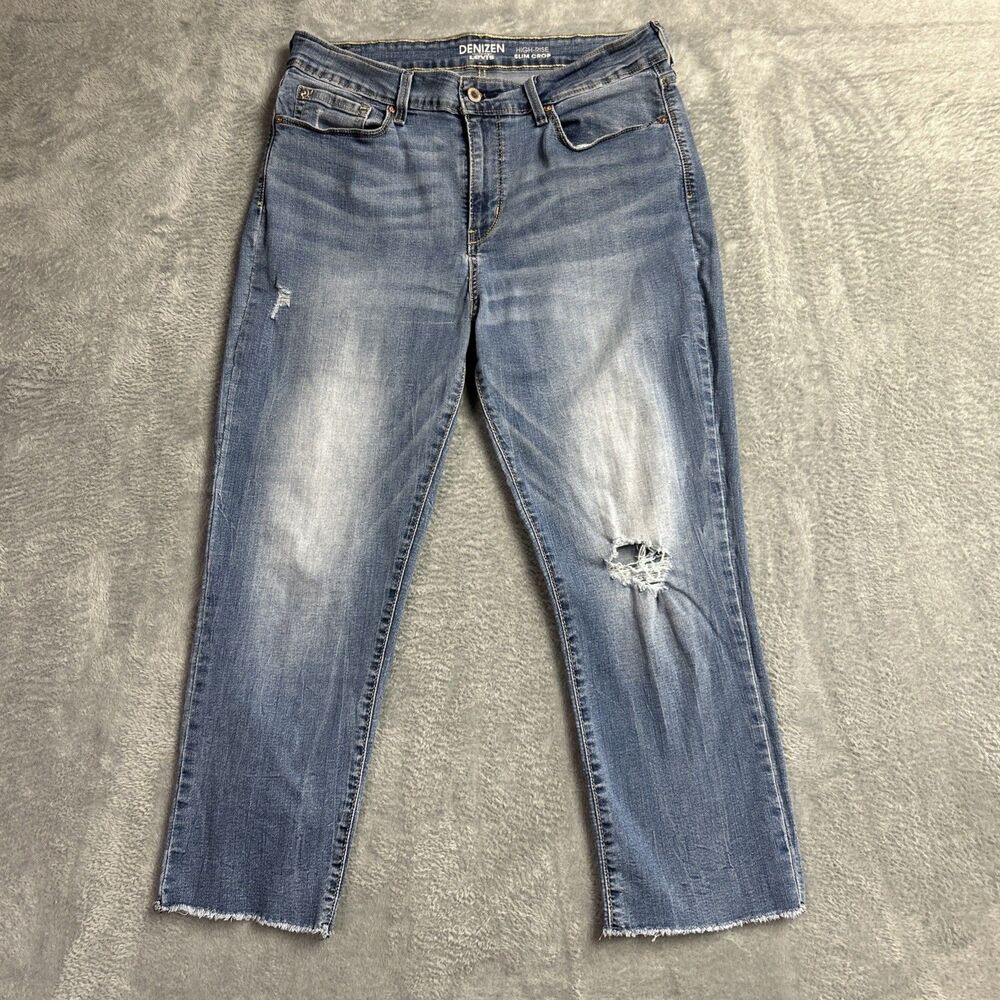 Levi's Denizen Womens Jeans High Rise Distressed Slim Crop Sz 12
